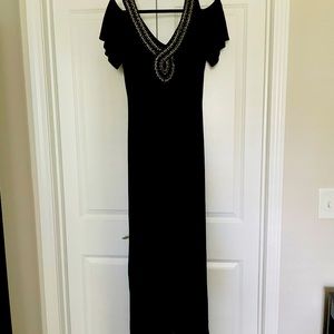 Black Maxi Dress with embellished neckline Sz Med